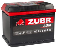 Аккумулятор Start-Stop автомобильный Zubr AGM - 60 А/ч [-+]