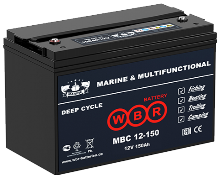 Аккумулятор WBR Marine MBC 12-150 CARBON - 150 А/ч - тяговый (для лодочных электромоторов)