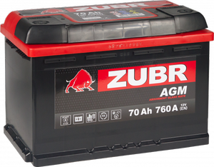 Аккумулятор Start-Stop автомобильный Zubr AGM - 70 А/ч [-+]