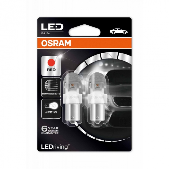 Светодиодные лампы P21W Osram LEDriving Premium Red (7556R-02B)