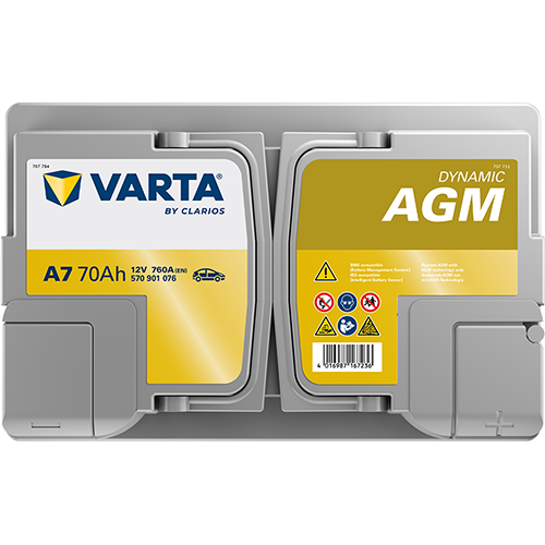 Аккумулятор Start-Stop автомобильный Varta A7 Dynamic AGM - 70 А/ч (570 901 076) [-+]
