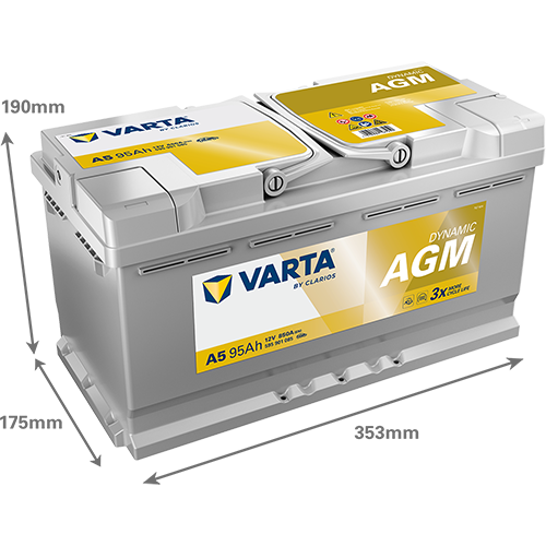 Аккумулятор Start-Stop автомобильный Varta A5 Dynamic AGM - 95 А/ч (595 901 085) [-+]