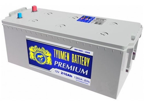 Грузовой аккумулятор Тюмень Premium - 210 А/ч европейская полярность (+-)