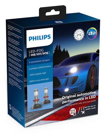 Светодиодные противотуманные лампы H8/H11/H16 Philips X-Treme Ultinon LED gen2 +250% 5800K (11366XUWX2)