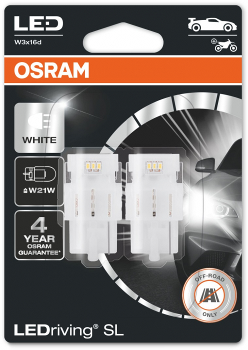 Светодиодные лампы W21W Osram LEDriving SL White 6000K (7505DWP-02B)