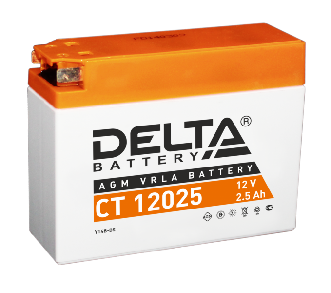 Мотоаккумулятор YTX4B-BS Delta AGM - 2.5 А/ч 40 А (CT 12025)