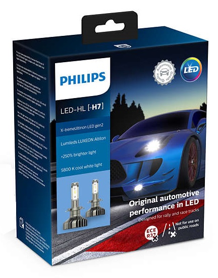 Светодиодные лампы H7 Philips X-Treme Ultinon LED gen2 +250% 5800K (11972XUWX2)