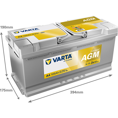 Аккумулятор Start-Stop автомобильный Varta A4 Dynamic AGM - 105 А/ч (605 901 095) [-+]