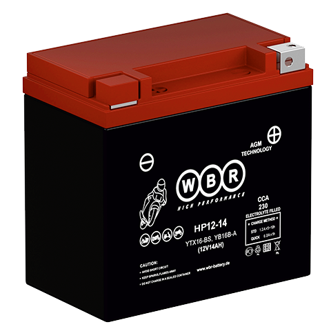 Мотоаккумулятор WBR High Performance AGM - 14 А/ч 230 А (HPS12-14) YTX16-BS, YB16B-A
