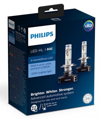 Светодиодные лампы H4 Philips X-Treme Ultinon LED +200% 6500K (12953BWX2)