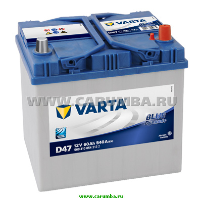 Аккумулятор автомобильный Varta Asia Blue Dynamic D47 - 60 А/ч (560 410 054, D23L) [-+]