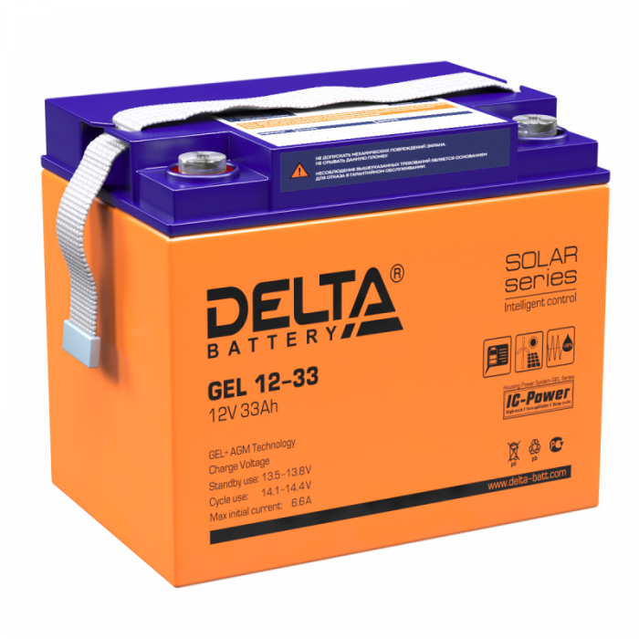 Аккумулятор Delta GEL - 33 А/ч (GEL 12-33) - тяговый (для лодочных электромоторов)