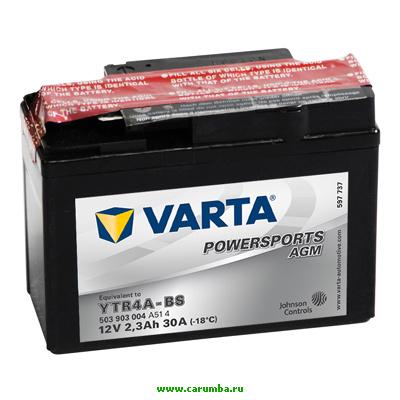 Мотоаккумулятор YTR4A-BS Varta AGM Powersports - 3 А/ч (503 903 004)