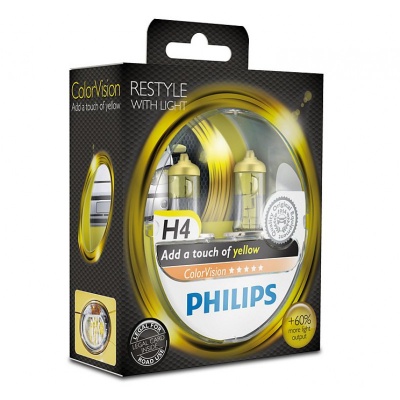 Автолампы H4 Philips ColorVision +60% Yellow (12342CVPYS2)