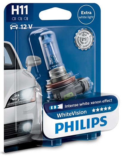 Автолампа H11 Philips White Vision 3700K (12362WHVB1)