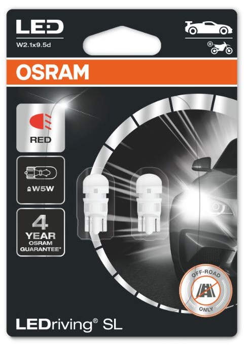 Светодиодные лампы W5W Osram LEDriving SL Red (2825DRP-02B)