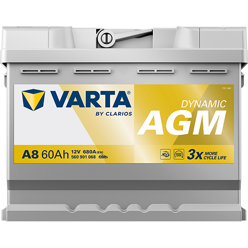 Аккумулятор Start-Stop автомобильный Varta A8 Dynamic AGM - 60 А/ч (560 901 068) [-+]