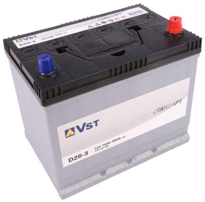 Аккумулятор автомобильный Varta (VST) Стандарт Asia D26-3 - 75 А/ч (575 301 068, D26L) [-+]