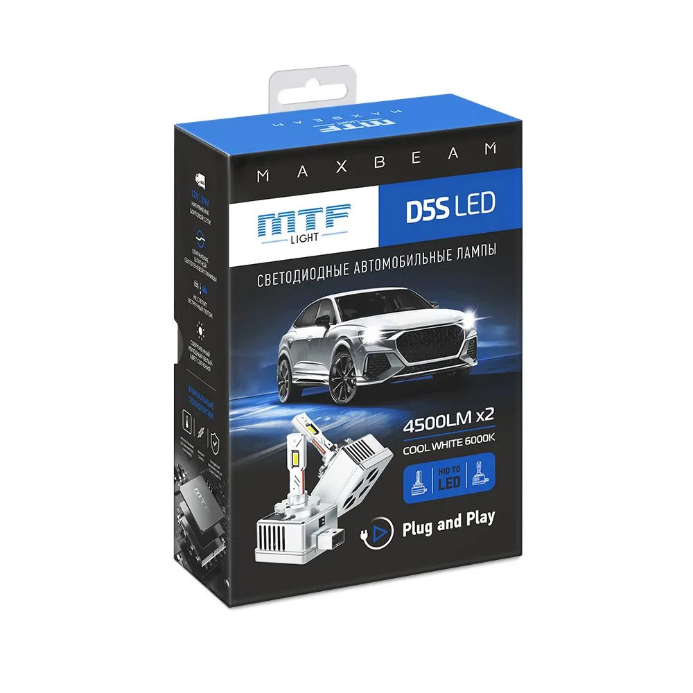 Светодиодные лампы D5S MTF MaxBeam 6000K  LED 4500lm (MBD5S6)