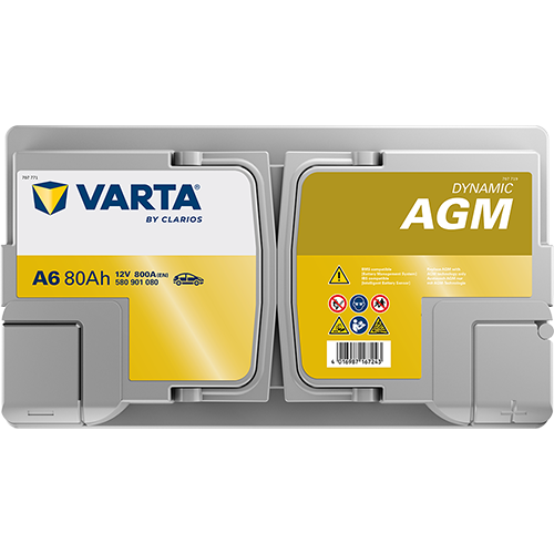 Аккумулятор Start-Stop автомобильный Varta A6 Dynamic AGM - 80 А/ч (580 901 080) [-+]