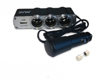 Разветвитель прикуривателя AVS CS 314U 12/24 (на 3 гнезда + USB)