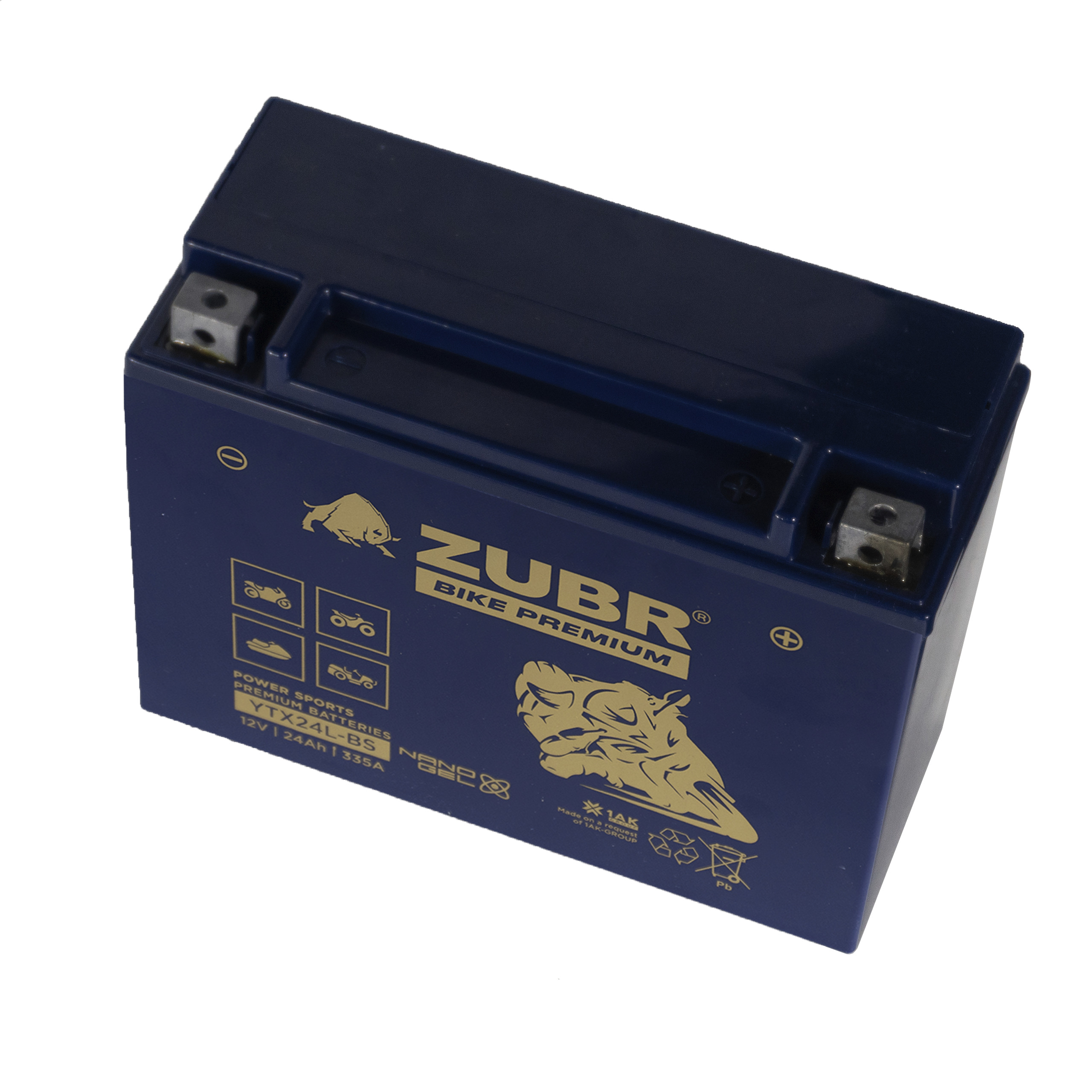 Мотоаккумулятор Zubr Bike Premium Nano Gel - 24 А/ч 335 А (YTX24L-BS) YTX24HL-BS [-+]
