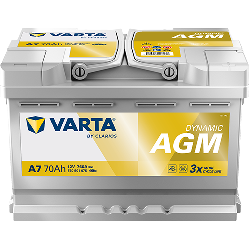 Аккумулятор Start-Stop автомобильный Varta A7 Dynamic AGM - 70 А/ч (570 901 076) [-+]