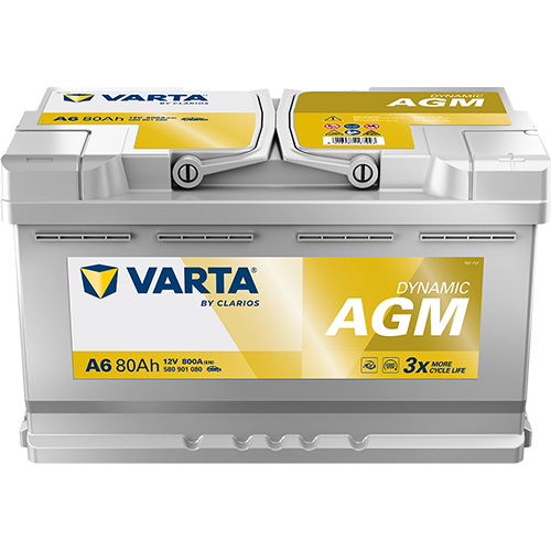 Аккумулятор Start-Stop автомобильный Varta A6 Dynamic AGM - 80 А/ч (580 901 080) [-+]