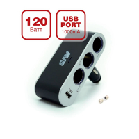 Разветвитель прикуривателя AVS CS 312U 12/24 (на 3 гнезда + USB)