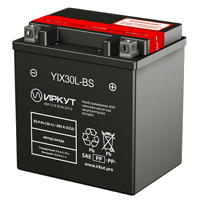 Мотоаккумулятор YIX30L-BS Иркут - 30 А/ч 385 A [- +]