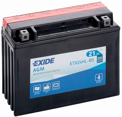 Мотоаккумулятор YTX24HL-BS Exide AGM - 21 А/ч 350 А (ETX24HL-BS) [- +]