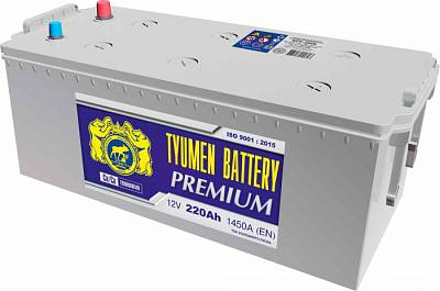 Грузовой аккумулятор Тюмень Premium - 220 А/ч европейская полярность (+-)