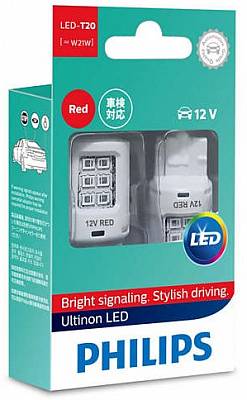 Светодиодные автолампы W21W Philips Ultinon LED Red (11065ULRX2)