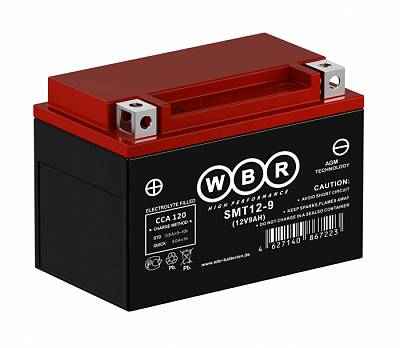 Мотоаккумулятор WBR AGM - 9 А/ч 120 А (SMT12-9) YTX9-BS