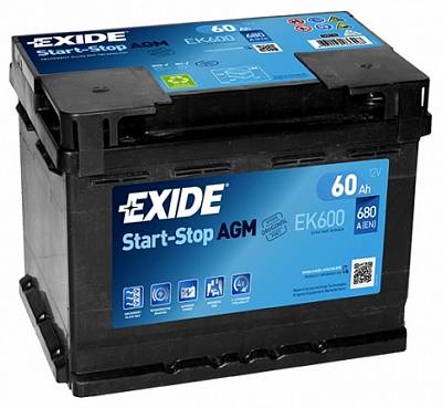 Аккумулятор Start-Stop автомобильный Exide Start-Stop AGM EK600 - 60 А/ч [-+]