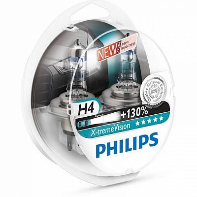 Автолампы H4 Philips X-tremeVision +130% (12342XVS2)