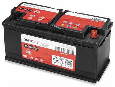 Аккумулятор Start-Stop автомобильный Metaco AGM - 105 А/ч [-+] увеличенная гарантия 3 года!