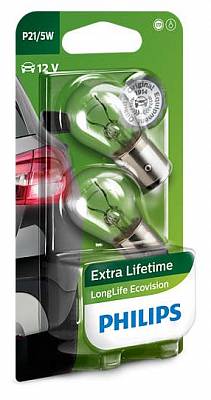 Автолампы P21/5W Philips Long Life Eco Vision (12499LLECOB2)