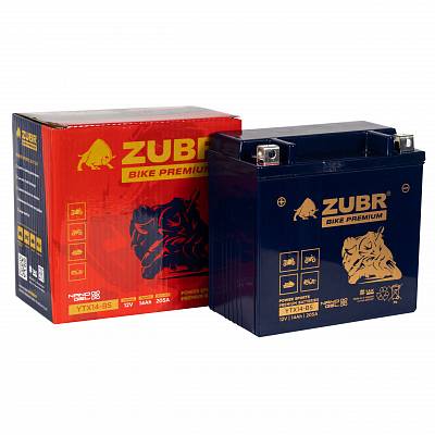 Мотоаккумулятор Zubr Bike Premium Nano Gel - 14 А/ч 205 А (YTX14-BS) [+-]