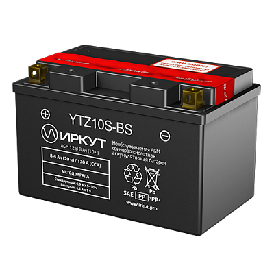 Мотоаккумулятор YTZ7S-BS Иркут - 5 А/ч 90 A [- +]
