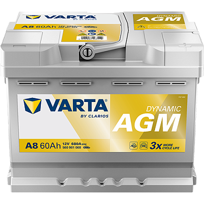 Аккумулятор Start-Stop автомобильный Varta A8 Dynamic AGM - 60 А/ч (560 901 068) [-+]