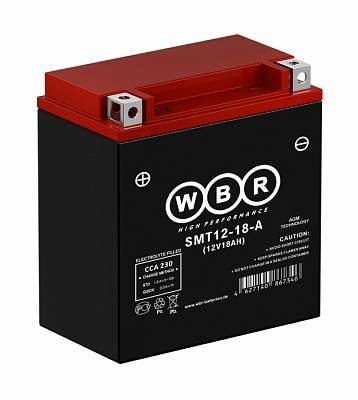 Мотоаккумулятор WBR AGM - 18 А/ч 230 А (SMT12-18-A) YTX20H-BS