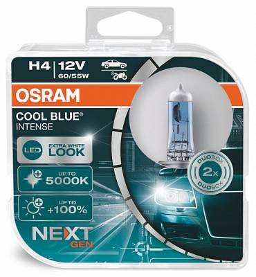 Автолампы H4 Osram Cool Blue Intense Next Gen +100% 5000K (64193CBN-HCB)