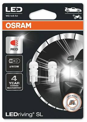 Светодиодные лампы W5W Osram LEDriving SL Red (2825DRP-02B)