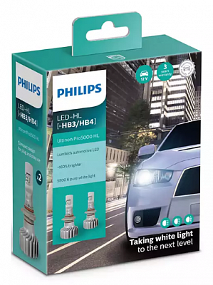 Светодиодные лампы HB3/HB4 Philips Ultinon Pro5000 +160% 5800K (11005U50CWX2)