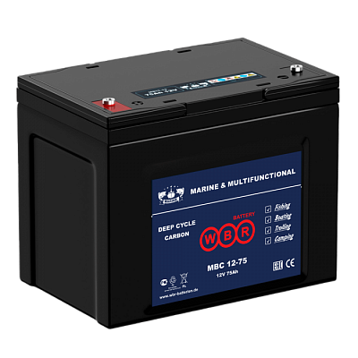Аккумулятор WBR Marine MBC 12-75 CARBON - 75 А/ч - тяговый (для лодочных электромоторов)