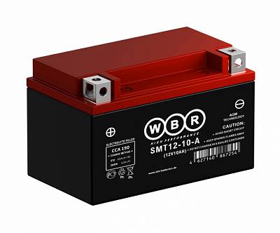 Мотоаккумулятор WBR AGM - 10 А/ч 190 А (SMT12-10-A) YTZ10S-BS