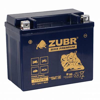 Мотоаккумулятор Zubr Bike Premium Nano Gel - 12 А/ч 185 А (YTX12-BS) [+-]
