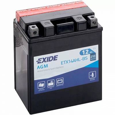 Мотоаккумулятор YB14L-B2 Exide AGM - 12 А/ч 210 А (ETX14AHL-BS) [- +]