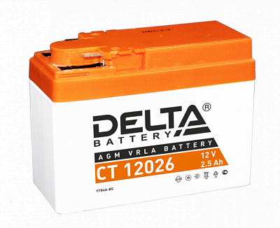 Мотоаккумулятор YTX4A-BS Delta AGM - 2.5 А/ч 45 А (CT 12026)